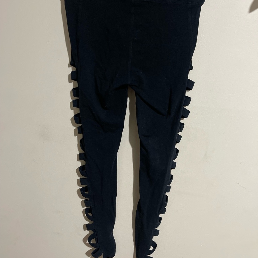 Express Black Leggings with Ruffle Accents